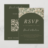 Moss Green Botanical Garden Qr Code RSVP Kaartje (Voorkant / Achterkant)