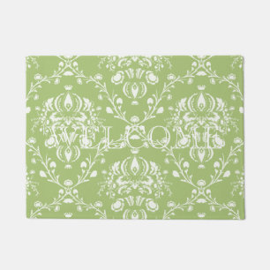 Moss Green Damask Deurmat