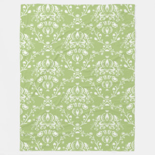 Moss Green Damask Fleece Deken