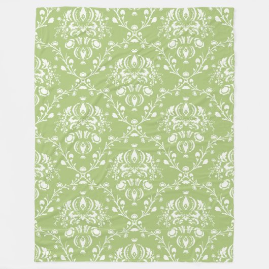 Moss Green Damask Fleece Deken (Voorkant)