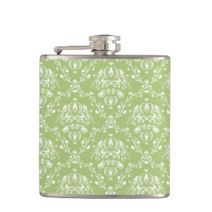 Moss Green Damask Heupfles