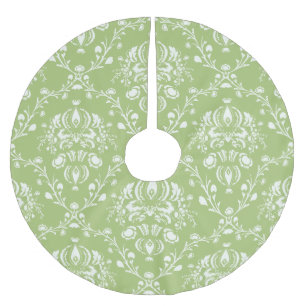 Moss Green Damask Kerstboom Rok