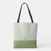 Moss Green Damask Patte Monogramme Sac fourre-tout (Dos)