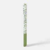 Moss Green Damask Pattern Monogram iPhone 15 Hoesje (Linkerkant)