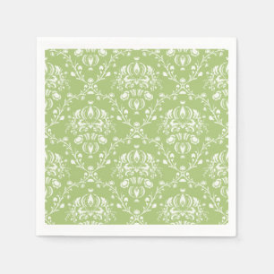 Moss Green Damask Servet