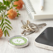 Moss Green Damask Sleutelhanger (Zijkant)