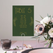 Moss Green Elegant Classic Mariage Numéro de table