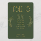 Moss Green Elegant Classic Mariage Numéro de table (Devant)