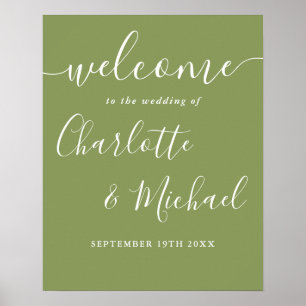 Moss Green Elegant Mariage moderne Affiche de bien