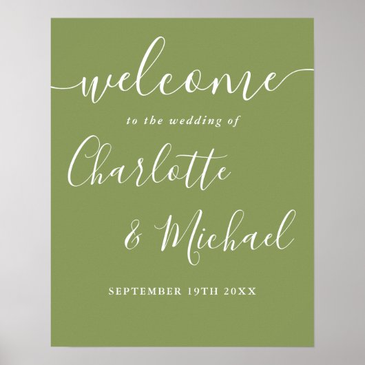 Moss Green Elegant Mariage moderne Affiche de bien (Devant)
