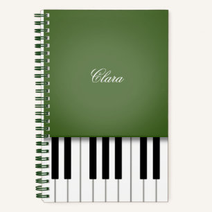 Moss Green Elegant Piano Keyboard Gepersonaliseerd Notitieboek