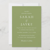 Moss Green Elegant Wedding Kaart (Voorkant)