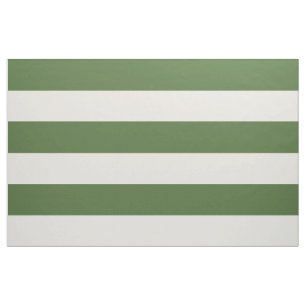Moss Green en Ivory Wide Stripes op grote schaal Stof