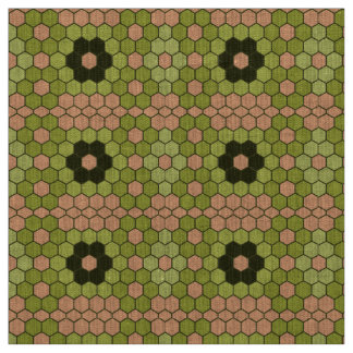Moss Green en Peachy Pink Mosaic Stof
