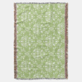 Moss Green en White Damask Deken (Voorkant Verticaal)