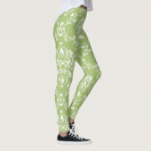 Moss Green en White Damask Leggings (Rechts)