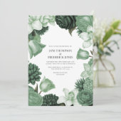Moss Green, Fern Mist & Pale Pistachio Wedding Kaart (Staand voorkant)