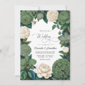Moss Green, Fern Soft & Antique Cream Wedding Kaart (Voorkant)