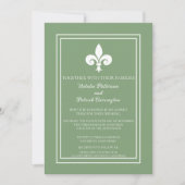 Moss Green Fleur de Lis Faire-part de mariage (Devant)