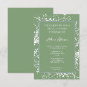 Moss Green Flourish Bridal Shower Kaart (Voorkant / Achterkant)