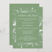 Moss Green Flourish Rehearsal Dinner Invitation Kaart (Voorkant / Achterkant)