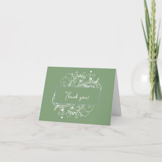 Moss Green Flourish Wedding Bedankt (Voorkant)