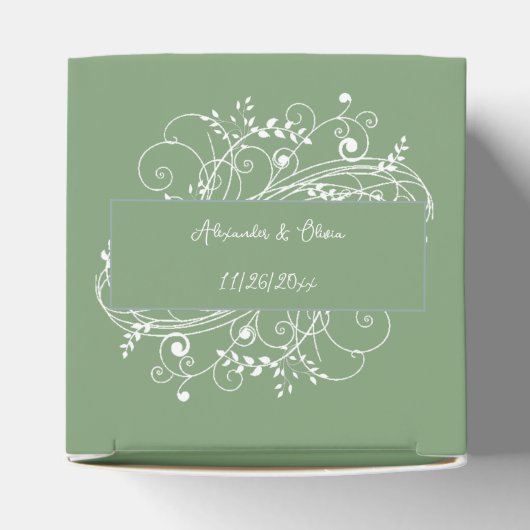Moss Green Flourish Wedding Favor Box Bedankdoosjes (Bovenkant)