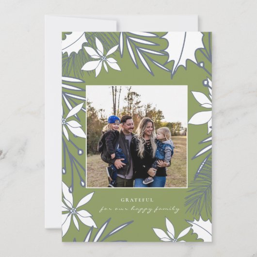 Moss Green Forever Grateful Familie Foto Kerstmis (Voorkant)