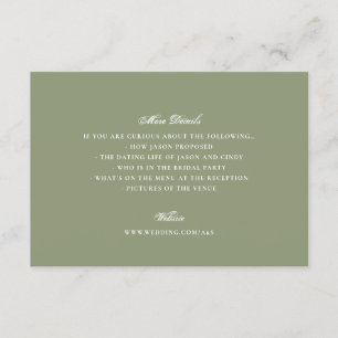 Moss Green Formal Classic Elegant Wedding Informatiekaartje