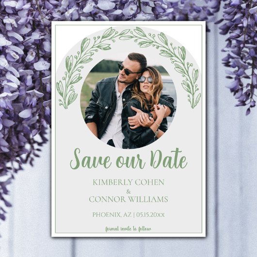 Moss Green Garland Foto Opslaan van de Datum Save The Date