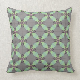 Moss Green geometrisch op grijs Kussen