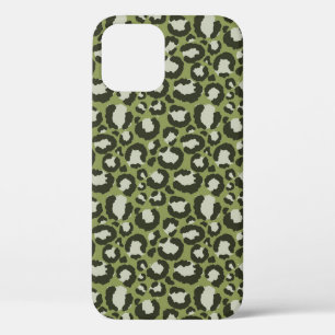 Moss Green Glamorous Leopard Spots Animal Print iPhone 12 Hoesje