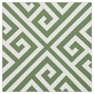 Moss Green Greek Key op grote schaal Stof