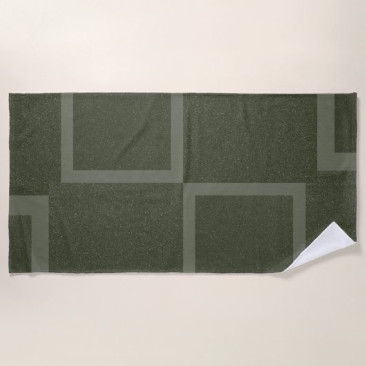 Moss Green Grid Block Custom Beach Handdoek (Voorkant)