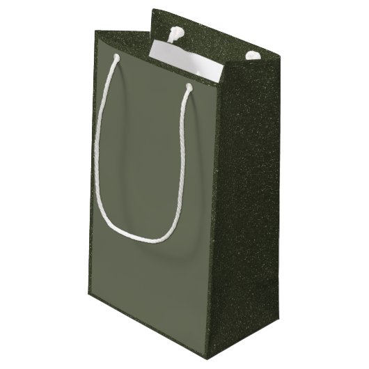 Moss Green Luxe Gift Bag met getextureerde zijkant Klein Cadeauzakje (Achterkant Gekanteld)