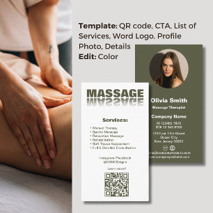 Moss Green Massage Therapist Carte de visite