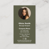 Moss Green Massage Therapist Carte de visite (Dos)