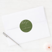 Moss Green Minimalist Script | Moderne bruiloft Ronde Sticker (Envelop)
