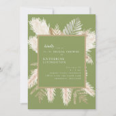 Moss Green Moderne Pampas Invitation à la douche n (Devant)