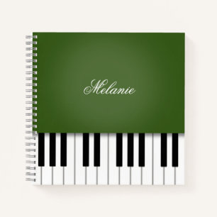 Moss Green Piano Music Keyboard gepersonaliseerd Notitieboek