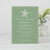 Moss Green Starfish Faire-part de mariage (Debout devant)
