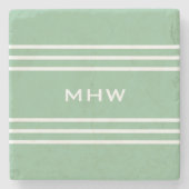 Moss Green Stripes aangepast onderzetter monogram (Voorkant)