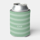 Moss Green Stripes aangepaste monogram koelbox Blikjeskoeler (Blikje Voorkant)