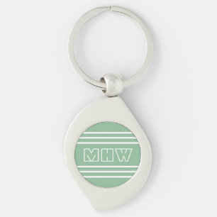 Moss Green Stripes aangepaste monogram sleutelkete Sleutelhanger