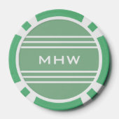 Moss Green Stripes jetons de poker monogramme pers (Verso)