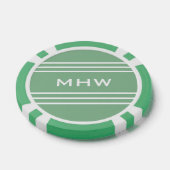 Moss Green Stripes jetons de poker monogramme pers (Simple)