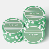 Moss Green Stripes jetons de poker monogramme pers (Empiler)