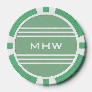 Moss Green Stripes jetons de poker monogramme pers