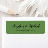 Moss Green Wedding Professional Elegant Handwrite Etiket (Insitu)