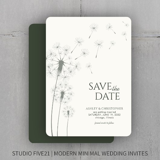 Moss Green Wedding Save the Date Kaart